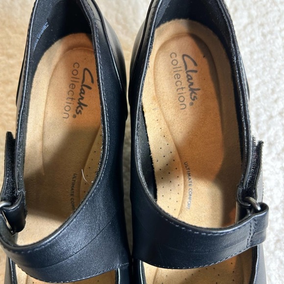 NWOT Clarks Collection Shoes Womens 10 Black Emslie Lulin Pump Shoes Block Heel - Picture 6 of 11